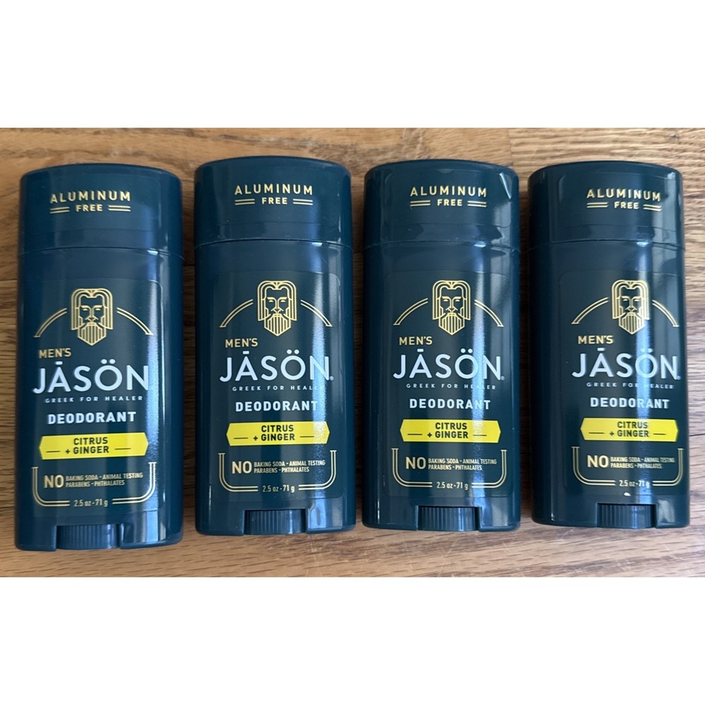 4x Jason Men's Deodorant Citrus Ginger 2.5oz Aluminum Free NEW